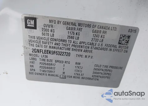 2015 Chevrolet Equinox Ls from USA, damaged, VIN 2GNFLEEK9F6322720
